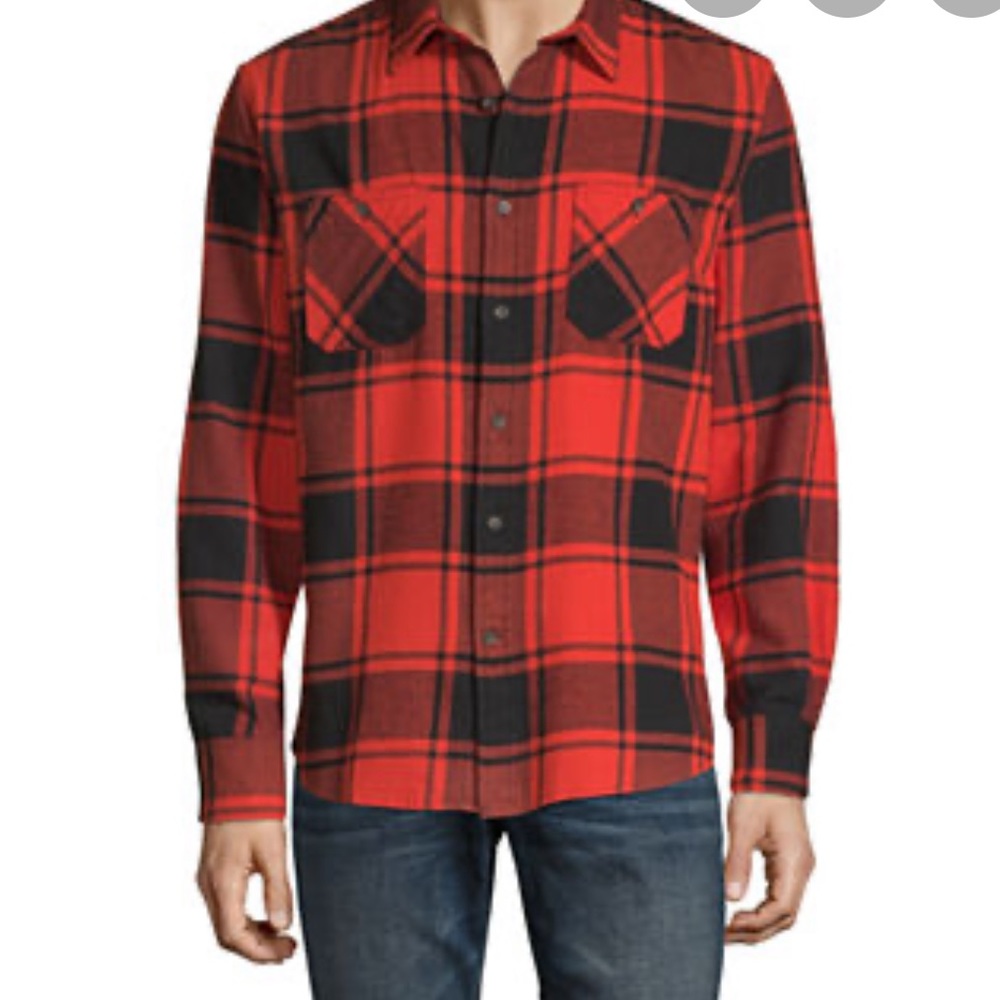 Red & black plaid button up shirt